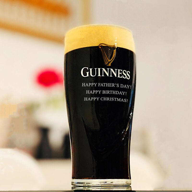 Official Guinness Logo 2 Pack 1/2 Pint Glass Set with Embossed Harp